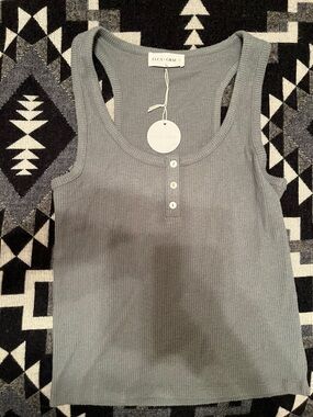 Luca + Grae Ribbed Henley Tank - Light Green